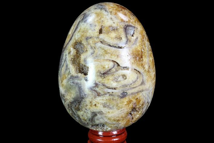 Polished Calcite Egg With Fossils In Cross Section #88725